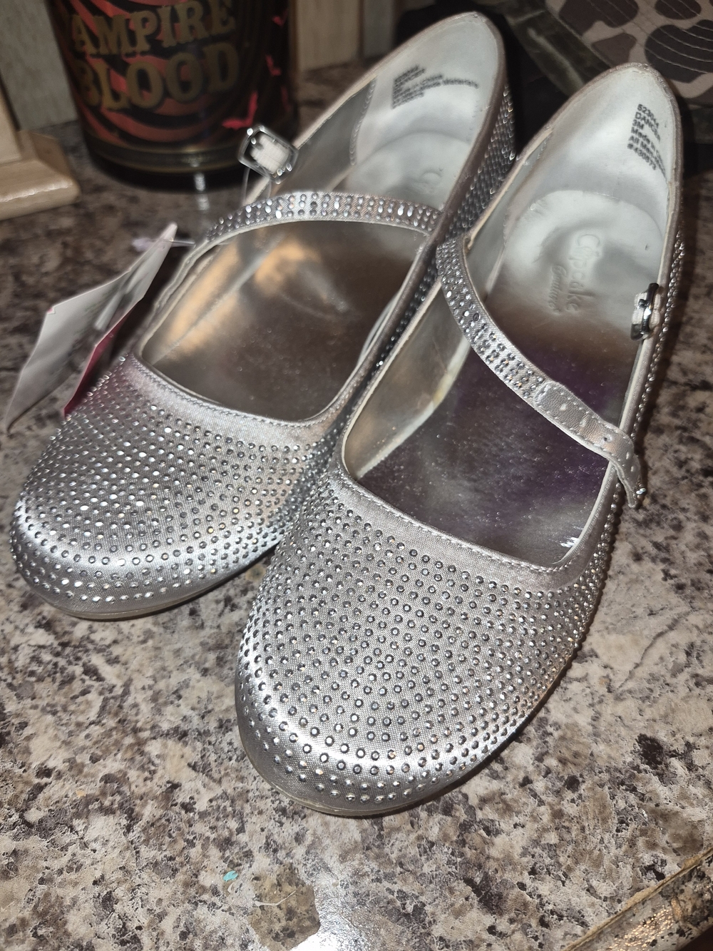 Girls' Silver Rhinestone Mary Jane Dress Shoes